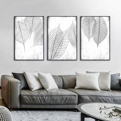 China Waterproof+ECO-Friendly Nordic Abstract Leaf Set Canvas Painting Digital Printing Modern Posters And Wall Art Pictures For Living Room Decoration for sale