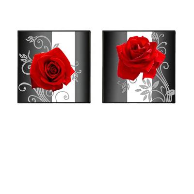 China Large Eco-friendly Material High Quality Red Rose Flower Canvas Print Wall Decoration Picture Epson HD Art Poster For Living Room Bedroom for sale