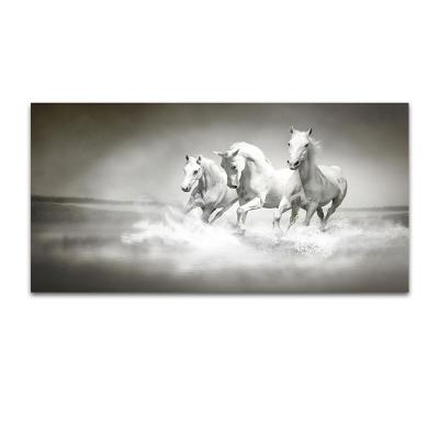 China High Resolution Digital Printing Print Painting 3 White Horses Running On Sea Surface Canvas Wall Art For Living Room Decoration for sale