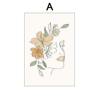 China Waterproof+ECO-Friendly Minimalist Poster Flowers Woman Sketch Line Drawing Painting Modern Nordic Wall Art Canvas Abstract Decorative Painting for sale