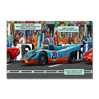 China Waterproof+ECO-Friendly Cartoon Sports Car Canvas Painting Racing Car Abstract Wall Art Print Canvas For Home Decoration for sale