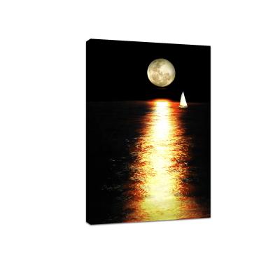 China Modern Abstract Seascape Painting Moon Sailing On The Sea Poster Wall Art Print Painting For Kids Room Decor for sale