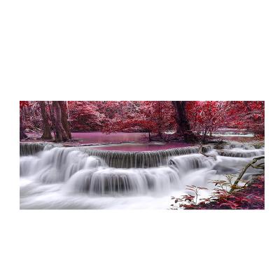 China High Resolution Printing Large Size Natural Painting Forest Red Tree Scenery Waterfall Landscape Canvas Posters and Print Wall Art Decor for sale