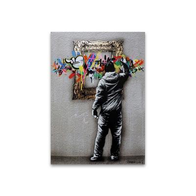 China Waterproof + Eco-friendly Graffiti Street Pop Art Modern Wall Art Pictures Oil Painting Canvas Poster For Living Room Home Decor for sale