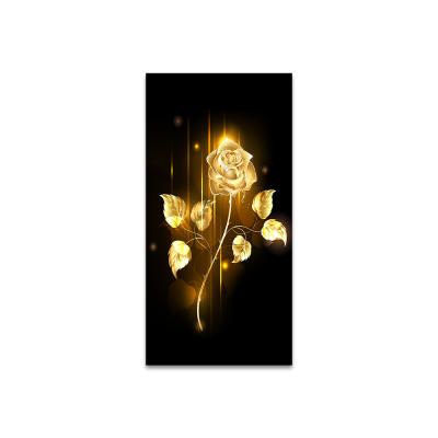 China High Resolution Printing Home Wall Art Print Flower Painting Decoration Golden Rose on Black Backdrop Printing for sale