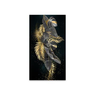 China Luxurious Gold Canvas Painting HD Background Black Foil Printing 3 Panel Modern High Resolution Printing Wall Art Poster Decoration for sale