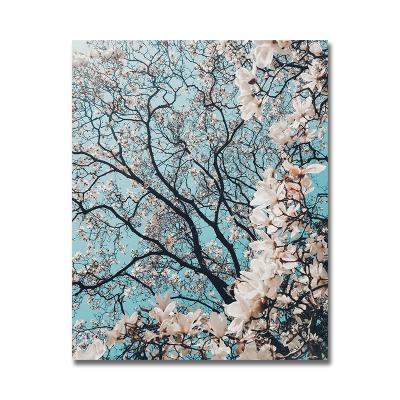 China Custom High Resolution Print White Flower Canvas Art Minimalist Landscape Plum Blossom Wall Painting For Living Room Decoration for sale