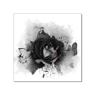 China Original Hot Selling Modern Flower High Resolution Print Copy Painting Luxury Home Decoration Wall Art Black Rose Canvas Ink Painting for sale