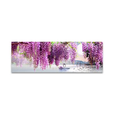 China High Resolution Printing Modern Large Size Flower Painting Landscape Canvas Painting Wisteria And White Swan Wall Art Decoration For Living Room for sale