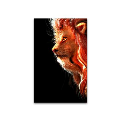 China High Resolution Printing Fire Lion Head Wild Animal Canvas Art Painting Abstract Africa Posters And Print Cuadros Wall Art Picture For Living Room for sale