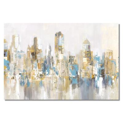 China Modern Cityscape Wall Art Frameless Canvas Print Poster Waterproof+ECO-Friendly Decorative Abstract Painting For Living Room And Office for sale