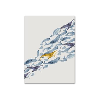 China Waterproof+Eco-friendly Gold Fish Wall Picture Minimalist Abstract Luxury Canvas For Home Decor Cuadros Living Room Decor for sale