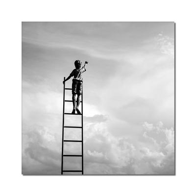 China Hot Sale Waterproof+ECO-Friendly Boy Stand On A Ladder Abstract Canvas Posters Wall Art Painting For Kids Room Decor for sale