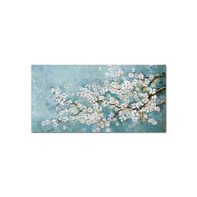 China Waterproof+ECO-Friendly Modern Abstract Flower Oil Painting Print With 50% Handpaint On Canvas Wall Art Decoration For Living Room for sale