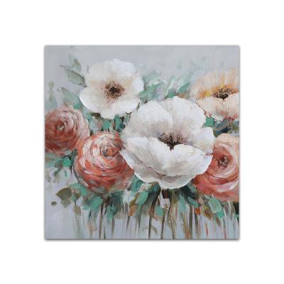 China Environmental Materials Latest Design 50% Handpaint On Canvas Flower Peony Painting Modern Abstract Wall Art Decoration For Living Room for sale