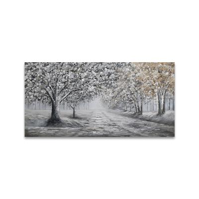 China YIWU QIPING Handmade Acrylic Painting Art On Canvas Of Eco-friendly Home Decoration Natural Deciduous Trees Landscape Wall Art for sale