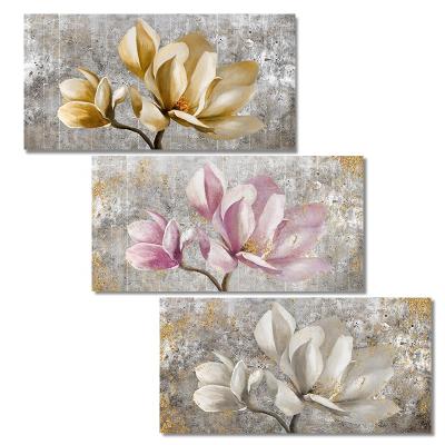 China 100% Hand Painted Modern Artwork Abstract Gold Foil Flower Oil Paintings For Sale On Canvas For Wall Art Decoration for sale