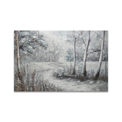 China 100% Original Handmade YIWU QIPING Landscape Wall Decors For Home Ministry Canvas Artwork Tree Hand Painted Oil Painting for sale