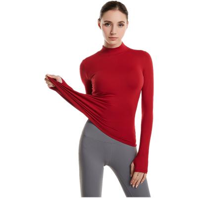 China Fitness Gym Sportswear Workout T-shirt Long Sleeve Running Yoga Shirts Breathable Quick Dry Tight Neck Shirt Top Yoga Shirts for sale