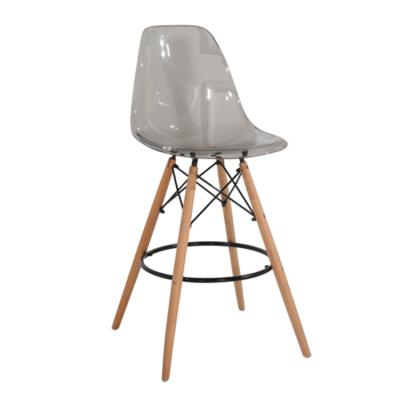 China Modern Wooden Legs Sneak Chair Clear Plastic Bar Stool for sale