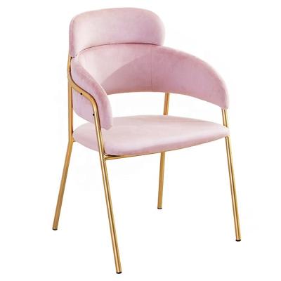 China Dining Furniture Restaurant Armchair Fabric Pink Chairs Gold Modern Velvet Dining Chair for sale