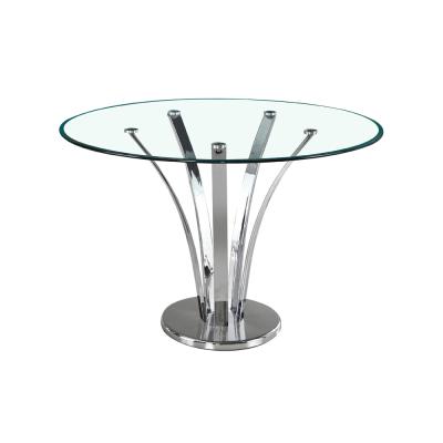 China Dining Room Furniture Glass Top Metal Frame Dining Tables Tempered Glass Coffee Table for sale