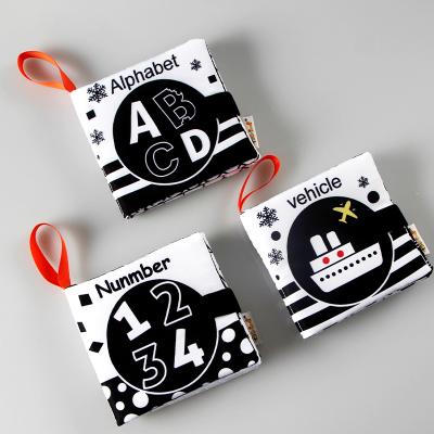 China Black and white fold paper early education cloth book baby palm book toy baby cloth book N022 for sale