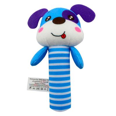 China Soft Toy Baby Toy 0-1 Year Old Stick Plush Comfort Doll Baby Hand Ring H061 Newborn Baby Squeaker for sale