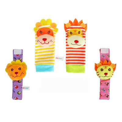 China 4PCS Musical Toy Stuffed Animal Tiger Lion Baby Wrist Band And Foot Finders Jigsaw Toy for sale