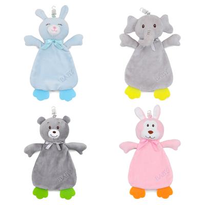 China Teether Soft Plush Animal Security Blanket With Teether Toys For Children B707 for sale