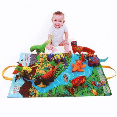 China Healthy Dino Animals Plush Paper Toy Soft Cloth Book BB And Kids Play Mat for sale