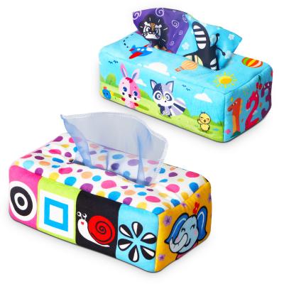 China Fold Paper N037 Baby Paper Towel Toys Plush Paper Towel Box Baby Cognitive Toys for sale