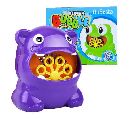 China Porous Boys and Girls Blowing Bubbles Toy Gifts Large Bubbles Automatic Bubble Machine Hippopotamus Bubbles for sale