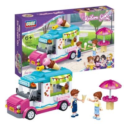 China Building Toy Blocks Building Toy Model Ice Cream Car Shop Toys For Children Girl 288 PCS Brick Toys Girl Building Blocks Ice Cream Truck for sale