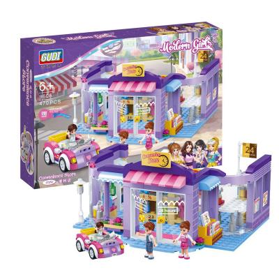 China Plastic Building Toy 470 PCS Children's Toy Building Block DIY Toy Indoor Play Toy Girl Grocery Store for sale