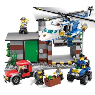 China Jigsaw Puzzle Assembled Toy Building Block Toy Set 628PCS City Police Police Inspection Helicopter 9319 Building Block for sale