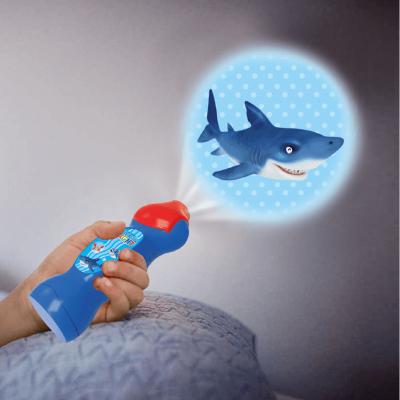 China Animation Intellectual Projection Cartoon Toy Education LED Projector Flashlight Children's Light Rotating Glowing Toy Flashlight for sale