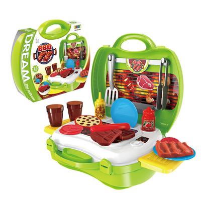 China Suitcase toy series children's simulation barbecue toy pretend play house kitchen toy 23 piece set packing for sale