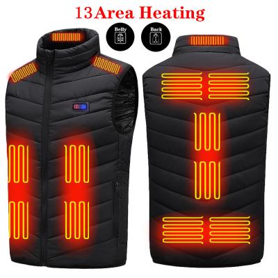 China Waterproof 13 Heating Zones Heated Vest Gilet Winter Outdoor Control Temperature USB Charging Waistcoat Warm Heated Clothes Vest for sale