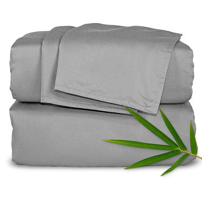 China 100% Bamboo Satin 300T Viscous White Queen Anti-pilling Bamboo Bed Sheet Set for sale