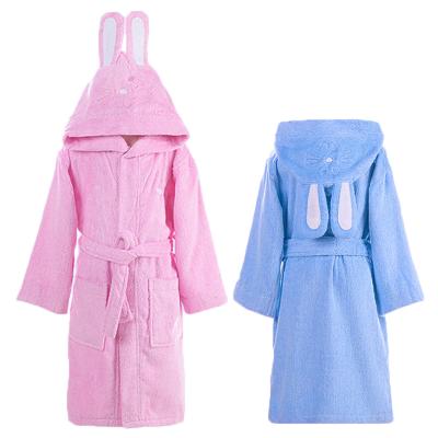 China Cute Design Hypoallergenic Hooded Pink Rabbit Blue White Bathrobes For Teens Girls Boys for sale