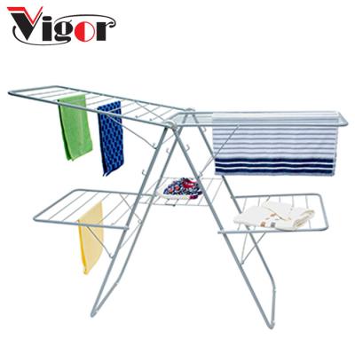 China Best Selling Modern Balcony Laundry Rack Heavy Duty Double Clothes Drying Rack for sale