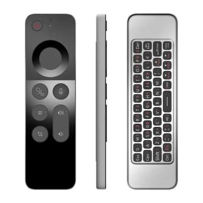 China Best Selling Durable W3 Voice Air Dual Sided IR Mouse Learning Wireless Controller With Mini Keyboard Mouse TV Voice Remote Control for sale