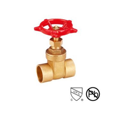 China Solder Ends Brass Gate Valve Casting Body Water Gate Valve Connect Manual Power Black Handwheel for sale