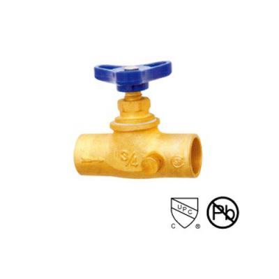 China Solder Connect Messing Stop Valve Met Drain 1/2′′ -3/4′′ Straight Through Type Hernieuwbare stoel en schijf Te koop