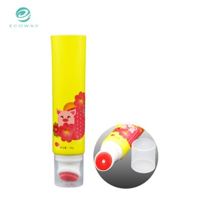 China Soft Plastic Cosmetic Silicone Brush 100ml Face Wash Packaging Tube With Silicone Brush for sale