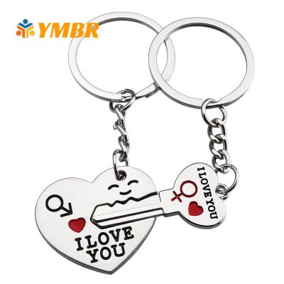 China Environmentally Friendly Couples Keychain Keyfob Key Chain Valentine's Day 1 Pair Lover Gift Heart Key Chain for sale