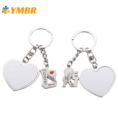 China DIY Sublimation Mute Key Pendant Chain Couples Key Chain Small Gift Popular Creative Heart-Shaped Pendant Gift Accessories for sale