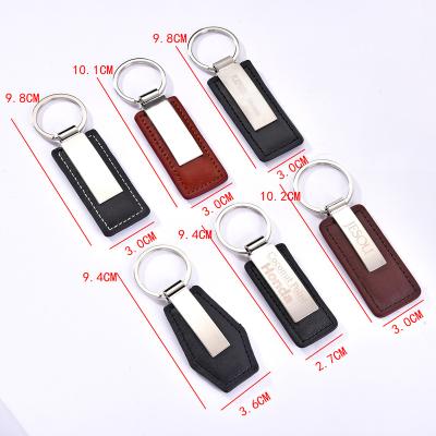 China Art And Craft Metal Car Key Indicator Leather Chain Custom Promotion Gift Factory Logo Around Ring Keyring Pu Leather Keychains Key for sale