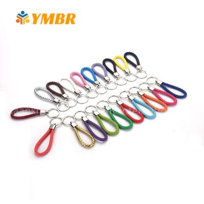 China YMBR Key Chain Men's Modern Handmade Woven Leather Women Braided Leather Rope Key Holder Around Car Key Chain for sale